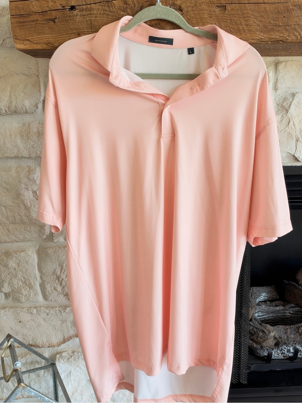 Men's Coral Collared Polo Shirt with Santa Rosa Beach Club logo on sleeve